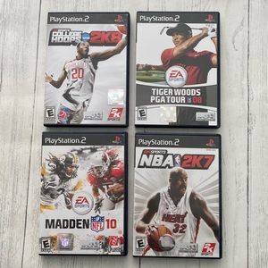 Sony PS2 Games Madden 10, NBA 2K7, College Hoops 2K8, Tiger Woods PGA Tour 08